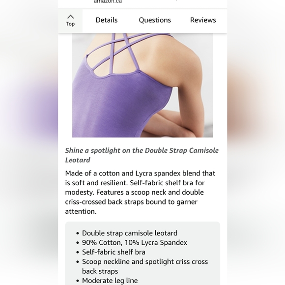 Capezio Women's Double Strap Camisole Leotard for Ballet, Large, Black, New - Picture 14 of 14